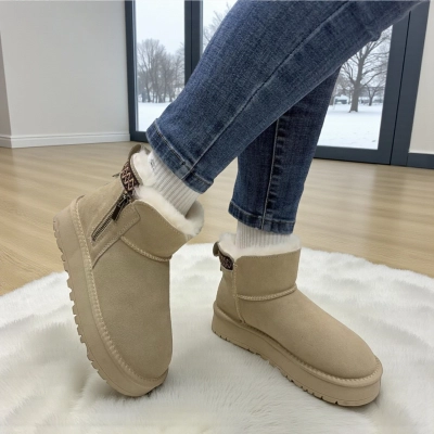 Угги женские на зиму натуральная замша бежевые 11145 Угги женские на зиму натуральная замша бежевые 11145