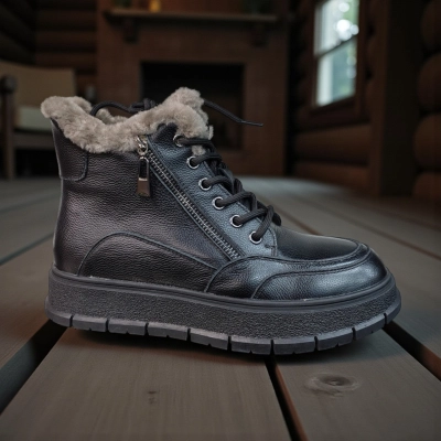 Ботинки женские зимние натуральная кожа черные 11171 Ботинки женские зимние натуральная кожа черные 11171