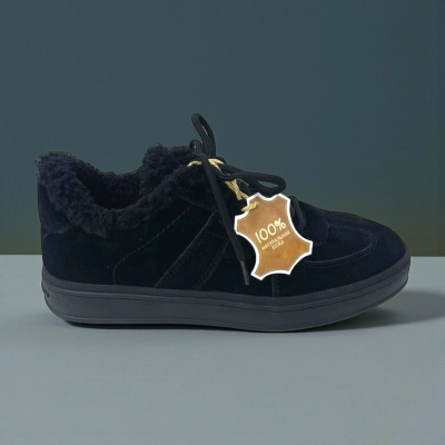 Кроссовки женские зимние натуральная замша черные M8049-1 Кроссовки женские зимние натуральная замша черные M8049-1