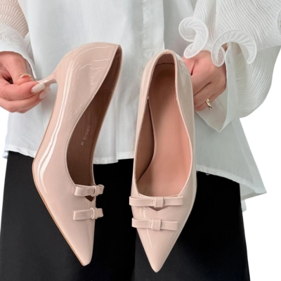 Туфли женские на каблуке искусственная лак кожа бежевые 11239 Туфли женские на каблуке искусственная лак кожа бежевые 11239