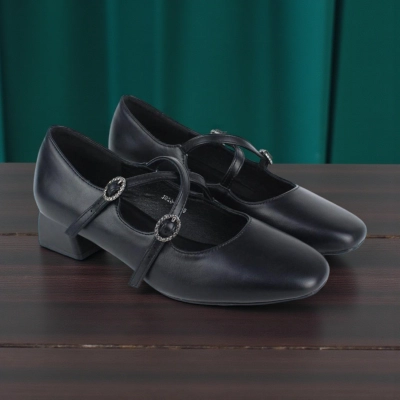 Туфли женские на каблуке искусственная кожа черные MJ920-1 Туфли женские на каблуке искусственная кожа черные MJ920-1