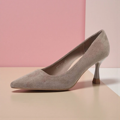 Туфли женские на каблуке искусственная замша капучино M600-6A Туфли женские на каблуке искусственная замша капучино M600-6A