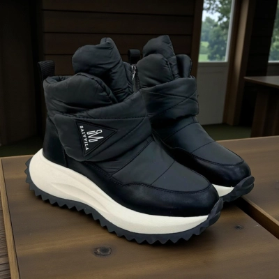 Дутики женские на зиму натуральная кожа с текстилем черные X1050-1 Дутики женские на зиму натуральная кожа с текстилем черные X1050-1