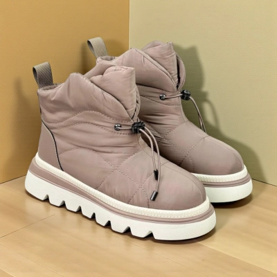 Дутики женские на зиму натуральная кожа с текстилем капучино X1055-7 Дутики женские на зиму натуральная кожа с текстилем капучино X1055-7