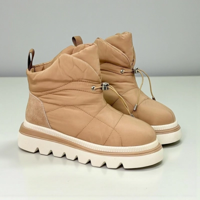 Дутики женские на зиму натуральная кожа с текстилем мокко X1055-17 Дутики женские на зиму натуральная кожа с текстилем мокко X1055-17