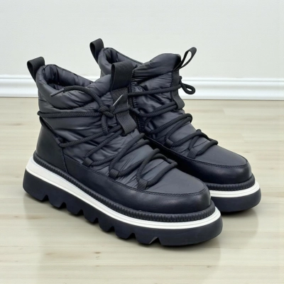 Дутики женские на зиму натуральная кожа с текстилем черные X1054-1 Дутики женские на зиму натуральная кожа с текстилем черные X1054-1