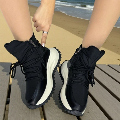 Дутики женские на зиму натуральная кожа с текстилем черные X1052-1 Дутики женские на зиму натуральная кожа с текстилем черные X1052-1