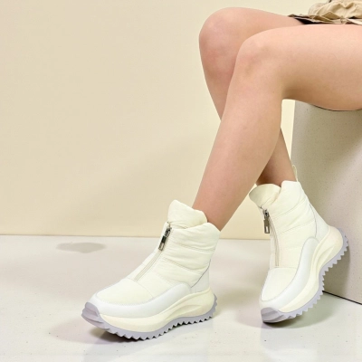 Дутики женские на зиму натуральная кожа с текстилем бежевые X1053-3 Дутики женские на зиму натуральная кожа с текстилем бежевые X1053-3