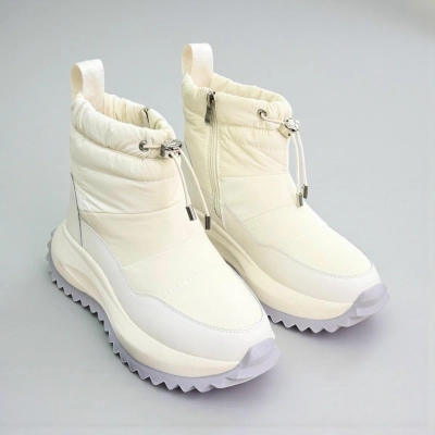 Дутики женские на зиму натуральная кожа с текстилем бежевые X1051-3 Дутики женские на зиму натуральная кожа с текстилем бежевые X1051-3