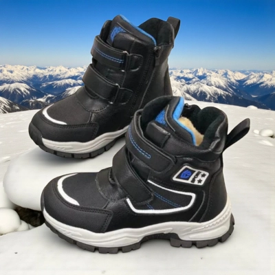 Ботинки детские на зиму искусственная кожа черные A6671-10 Ботинки детские на зиму искусственная кожа черные A6671-10