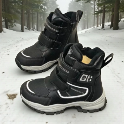 Ботинки детские на зиму искусственная кожа черные A6671-1 Ботинки детские на зиму искусственная кожа черные A6671-1