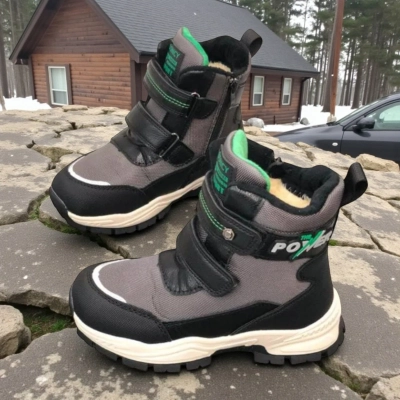 Ботинки детские на зиму искусственная кожа черные с капучино A6672-3 Ботинки детские на зиму искусственная кожа черные с капучино A6672-3