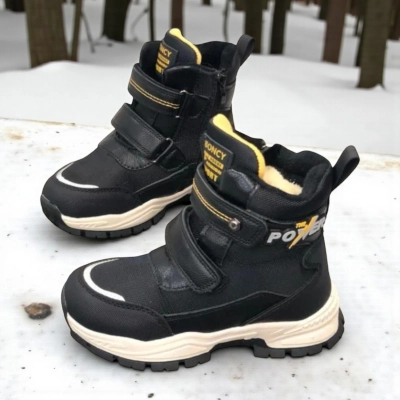 Ботинки детские на зиму искусственная кожа черные A6672-1 Ботинки детские на зиму искусственная кожа черные A6672-1