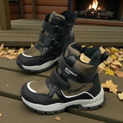 Ботинки детские на зиму искусственная кожа хаки A6675-9 Ботинки детские на зиму искусственная кожа хаки A6675-9