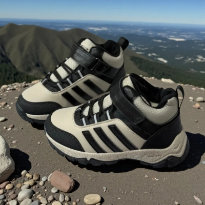 Кроссовки детские на зиму искусственная кожа бежевые с черным A8863-6 Кроссовки детские на зиму искусственная кожа бежевые с черным A8863-6