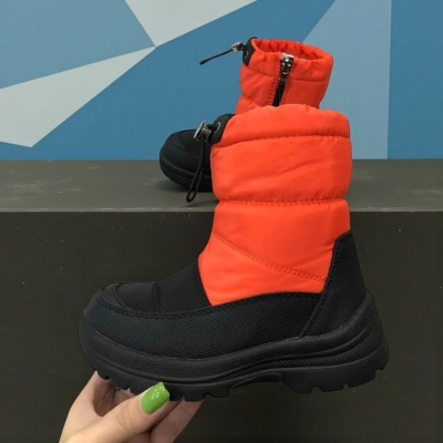 Дутики детские на зиму искусственная кожа с текстилем оранжевые A5118-6 Дутики детские на зиму искусственная кожа с текстилем оранжевые A5118-6