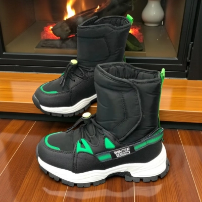 Дутики детские на зиму искусственная кожа с текстилем черные A5116-7 Дутики детские на зиму искусственная кожа с текстилем черные A5116-7