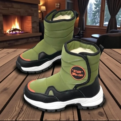 Дутики детские на зиму искусственная кожа с текстилем зеленые A5115-9 Дутики детские на зиму искусственная кожа с текстилем зеленые A5115-9