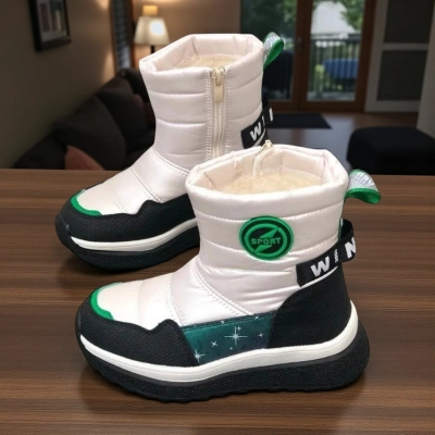 Дутики детские на зиму искусственная кожа с текстилем бежевые A5113-8 Дутики детские на зиму искусственная кожа с текстилем бежевые A5113-8