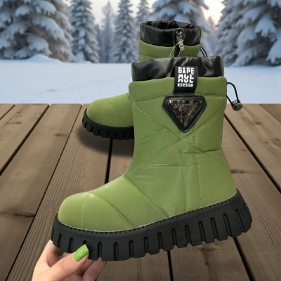 Дутики детские на зиму текстильные хаки A5017-9 Дутики детские на зиму текстильные хаки A5017-9