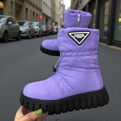 Дутики детские на зиму текстильные сиреневые A5016-17 Дутики детские на зиму текстильные сиреневые A5016-17