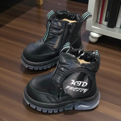 Дутики детские на зиму искусственная кожа с текстилем черные C6063-21 Дутики детские на зиму искусственная кожа с текстилем черные C6063-21