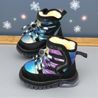 Дутики детские на зиму искусственная кожа с текстилем неоновые C6061-10 Дутики детские на зиму искусственная кожа с текстилем неоновые C6061-10