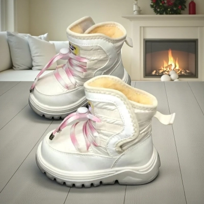 Дутики детские на зиму искусственная кожа с текстилем бежевые C6061-18 Дутики детские на зиму искусственная кожа с текстилем бежевые C6061-18