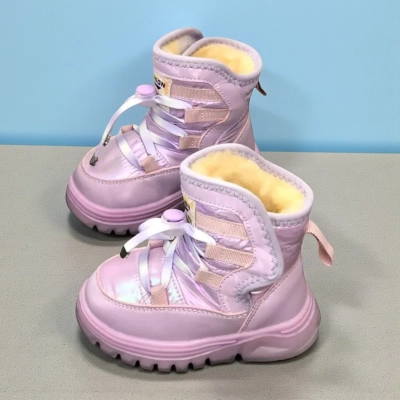 Дутики детские на зиму искусственная кожа с текстилем сиреневые C6061-19 Дутики детские на зиму искусственная кожа с текстилем сиреневые C6061-19