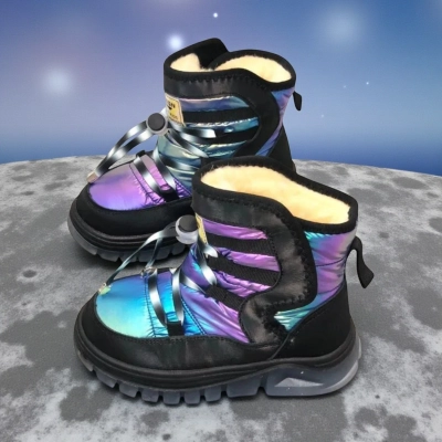 Дутики детские на зиму искусственная кожа с текстилем неоновые B6061-10 Дутики детские на зиму искусственная кожа с текстилем неоновые B6061-10