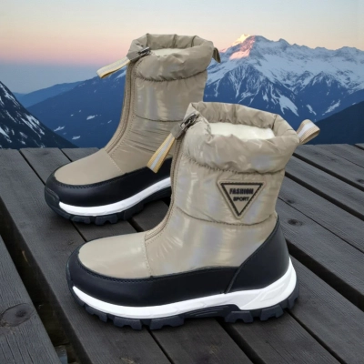 Дутики детские на зиму искусственная кожа с текстилем капучино A5551-11 Дутики детские на зиму искусственная кожа с текстилем капучино A5551-11