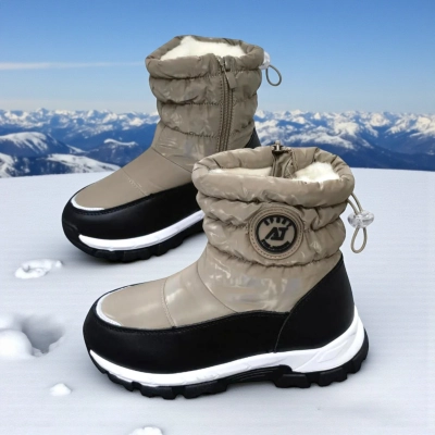 Дутики детские на зиму искусственная кожа с текстилем капучино A5557-11 Дутики детские на зиму искусственная кожа с текстилем капучино A5557-11