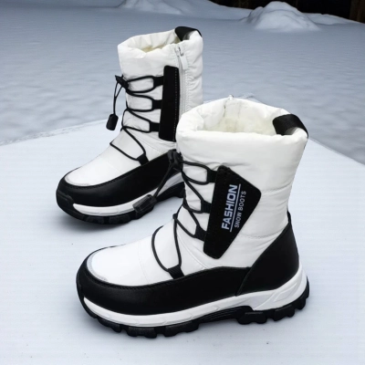 Дутики детские на зиму искусственная кожа с текстилем белые A5559-18 Дутики детские на зиму искусственная кожа с текстилем белые A5559-18