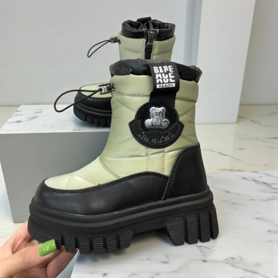 Дутики детские на зиму искусственная кожа с текстилем фисташковые B5012-16 Дутики детские на зиму искусственная кожа с текстилем фисташковые B5012-16