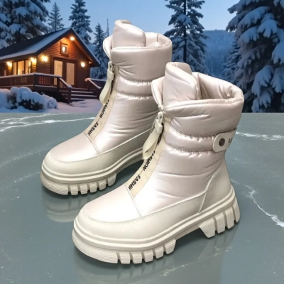 Дутики детские на зиму искусственная кожа с текстилем бежевые A5009-20 Дутики детские на зиму искусственная кожа с текстилем бежевые A5009-20