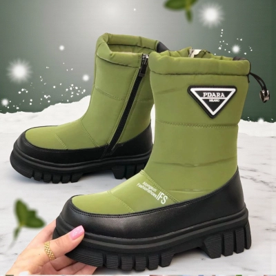 Дутики детские на зиму искусственная кожа с текстилем зеленые A5011-9 Дутики детские на зиму искусственная кожа с текстилем зеленые A5011-9