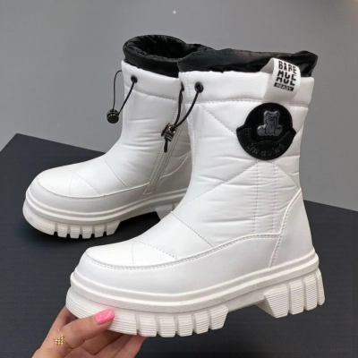 Дутики детские на зиму искусственная кожа с текстилем белые A5012-18 Дутики детские на зиму искусственная кожа с текстилем белые A5012-18