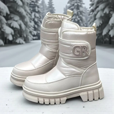 Дутики детские на зиму искусственная кожа с текстилем жемчужные A5013-20 Дутики детские на зиму искусственная кожа с текстилем жемчужные A5013-20