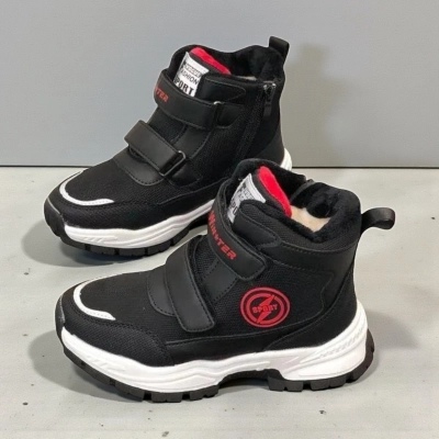 Ботинки детские на зиму искусственная кожа черные A7717-5 Ботинки детские на зиму искусственная кожа черные A7717-5