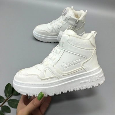 Кроссовки детские на зиму искусственная кожа белые A7186-18 Кроссовки детские на зиму искусственная кожа белые A7186-18