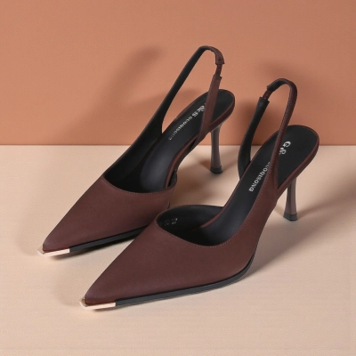 Туфли женские летние GUOQISONG G&S атлас шоколадные JH5-10 Туфли женские летние GUOQISONG G&S атлас шоколадные JH5-10