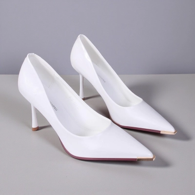 Туфли женские на каблуке GUOQISONG G&S искусственная кожа белые JH18-12A Туфли женские на каблуке GUOQISONG G&S искусственная кожа белые JH18-12A