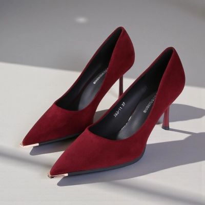 Туфли женские на каблуке GUOQISONG G&S искусственная замша бордовые JH3-11 Туфли женские на каблуке GUOQISONG G&S искусственная замша бордовые JH3-11