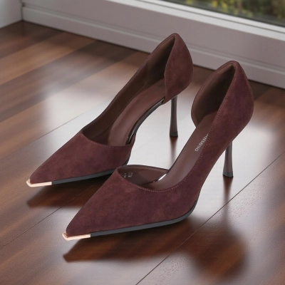 Туфли женские на каблуке GUOQISONG G&S искусственная замша шоколадные JH8-9 Туфли женские на каблуке GUOQISONG G&S искусственная замша шоколадные JH8-9