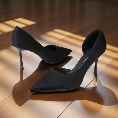 Туфли женские на каблуке GUOQISONG G&S атлас черные JH8 Туфли женские на каблуке GUOQISONG G&S атлас черные JH8