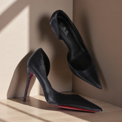 Туфли женские на каблуке GUOQISONG G&S атлас черные M1-10 Туфли женские на каблуке GUOQISONG G&S атлас черные M1-10