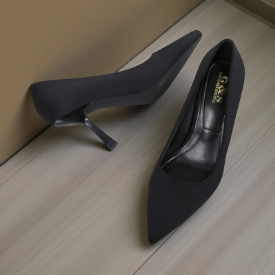 Туфли женские лодочки GUOQISONG G&S атлас черные GXL9-1 Туфли женские лодочки GUOQISONG G&S атлас черные GXL9-1