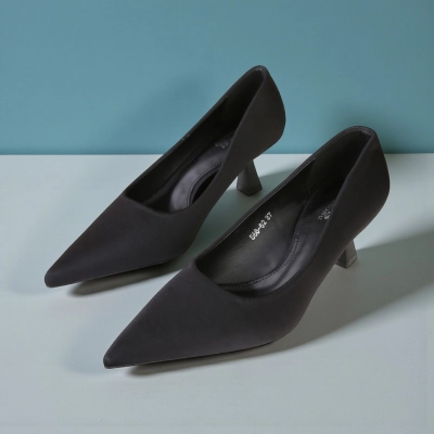 Туфли женские лодочки GUOQISONG G&S атлас черные 566-62 Туфли женские лодочки GUOQISONG G&S атлас черные 566-62