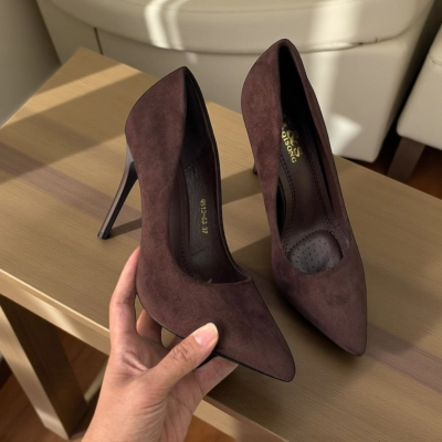 Туфли женские лодочки GUOQISONG G&S искусственная замша шоколадные 11609 Туфли женские лодочки GUOQISONG G&S искусственная замша шоколадные 11609