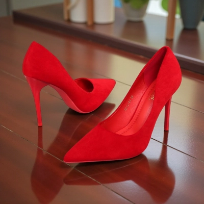 Туфли женские лодочки GUOQISONG G&S искусственная замша красные 11610 Туфли женские лодочки GUOQISONG G&S искусственная замша красные 11610